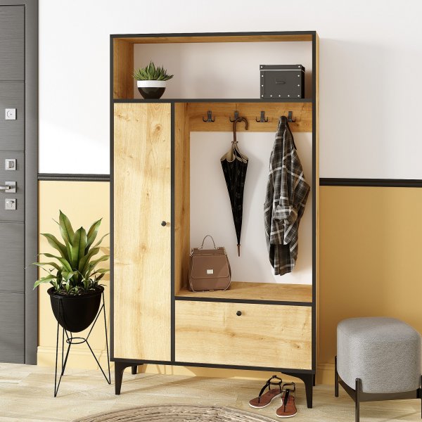 Meuble d'entrée Pera - Chêne saphir/noir Meuble d'entrée Pera - Chêne saphir/noir