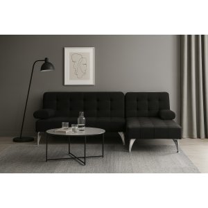 Bäddsoffa med divan i svart sammet Bäddsoffa med divan i svart sammet