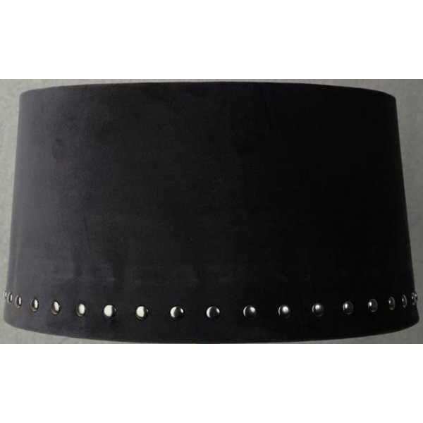 Velvet lampskrm med nitar 33 cm - Svart sammet
