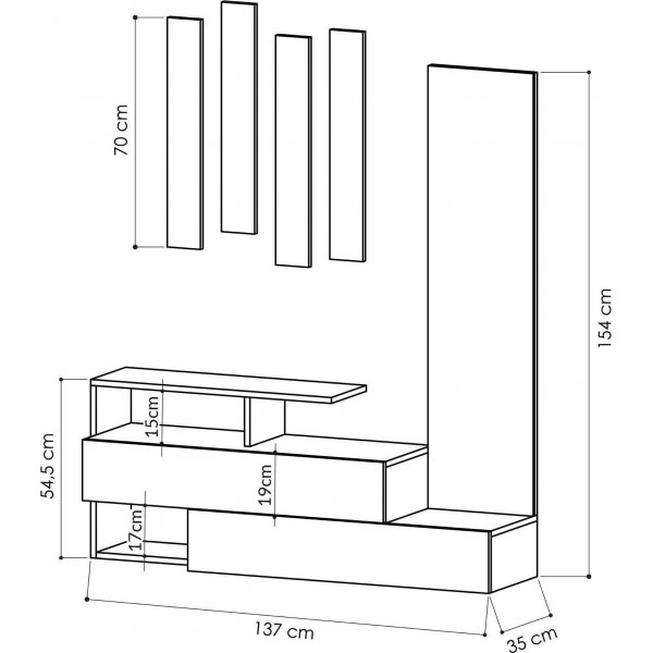 Meuble d\\\'entrée avec cadre - Blanc/chêne Meuble d\\\'entrée avec cadre - Blanc/chêne