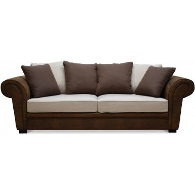 Delux 3-sits soffa med kuvertkuddar - Brun/Beige/Vintage