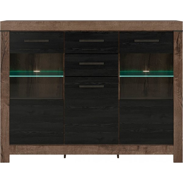 Balin vitrinekast - Donker eiken/zwart eiken