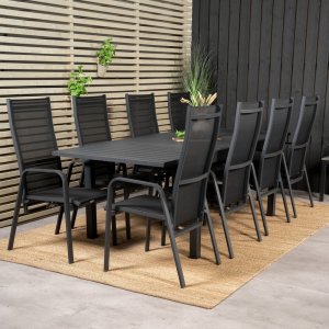 Marbella buiteneetset met 8 Copacabana stoelen - Zwart