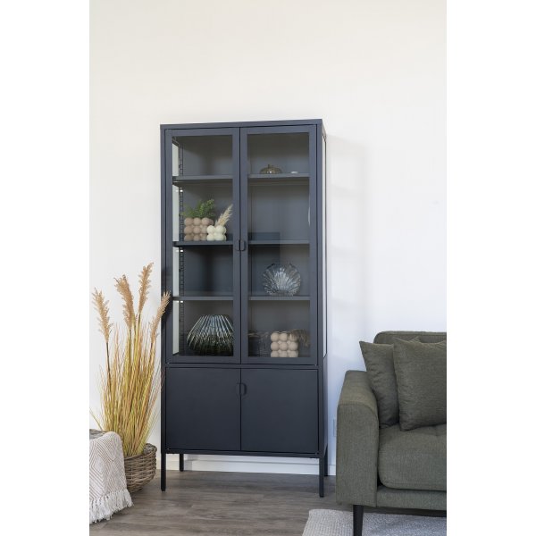 Brisbane vitrinekast 80x35x180 cm - Zwart Brisbane vitrinekast 80x35x180 cm - Zwart