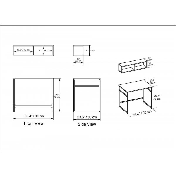 Bureau Gama 90x60 cm - Blanc/or Bureau Gama 90x60 cm - Blanc/or