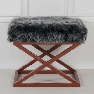 Capraz Plysch sittpuff - Koppar/gr