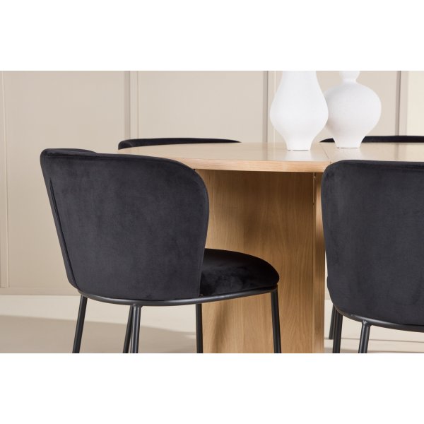 Matbord Strada med 6 st Edina stolar - Svart/whitewash Matbord Strada med 6 st Edina stolar - Svart/whitewash