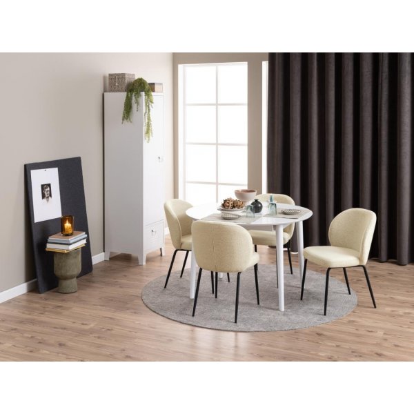 Patricia matstol - Beige bouclé/matt svart Patricia matstol - Beige bouclé/matt svart