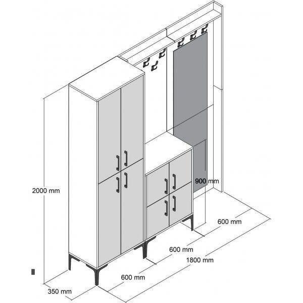 Meuble hall berlinois abc - Blanc