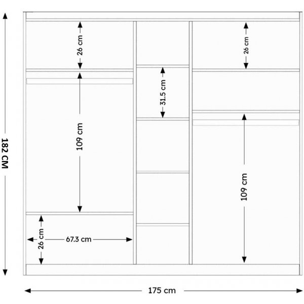 Armoire Henné 175 x 50 x 182 cm - Blanc Armoire Henné 175 x 50 x 182 cm - Blanc