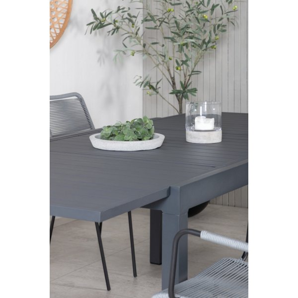 Marbella utematgrupp med 6 st Lindos stolar - Svart/Grå Marbella utematgrupp med 6 st Lindos stolar - Svart/Grå