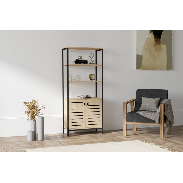 Bibliothèque Mette - Chêne saphir/noir Bibliothèque Mette - Chêne saphir/noir