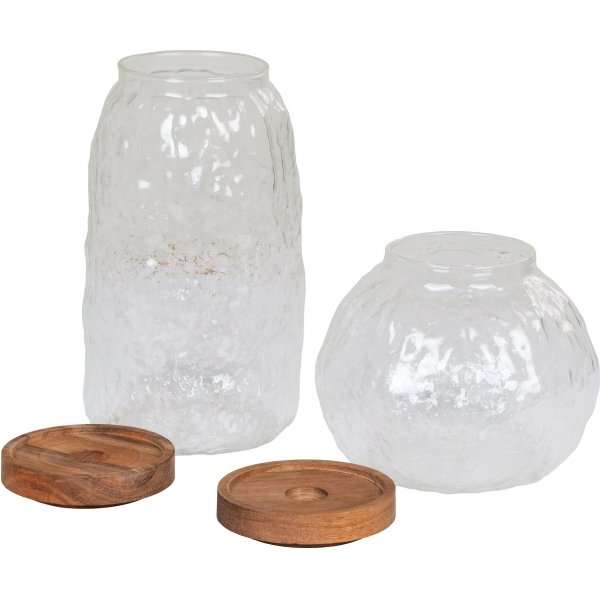 Pot en verre Taipei - Verre/Bois d\\\'acacia Pot en verre Taipei - Verre/Bois d\\\'acacia