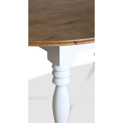 Victoria vitt ovalt matbord med brun toppskiva + Mbeltassar