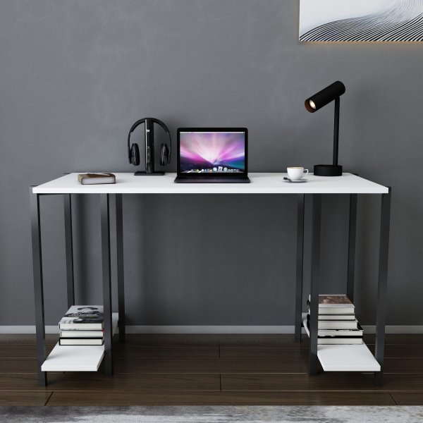 Bureau Academy 125,2 x 60 cm - Noir/blanc Bureau Academy 125,2 x 60 cm - Noir/blanc