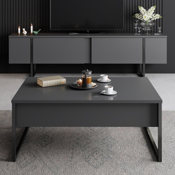 Meuble TV Lux - Anthracite/noir
