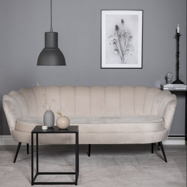 Ballini 3-sits soffa - Beige sammet