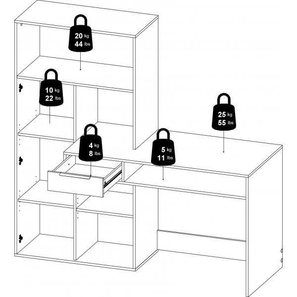 Function Plus skrivbord 162,8 x 60,4 x 155,4 cm - Ek/vit Function Plus skrivbord 162,8 x 60,4 x 155,4 cm - Ek/vit