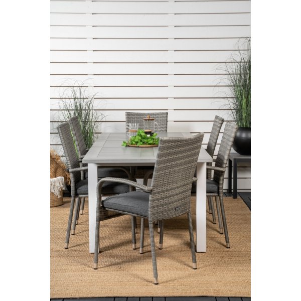 Albany utematgrupp med 6 st Anna stolar - Grå/Vit Albany utematgrupp med 6 st Anna stolar - Grå/Vit