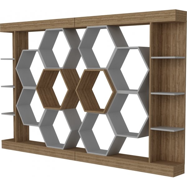 Bibliothèque Sueno - Blanc/noyer Bibliothèque Sueno - Blanc/noyer