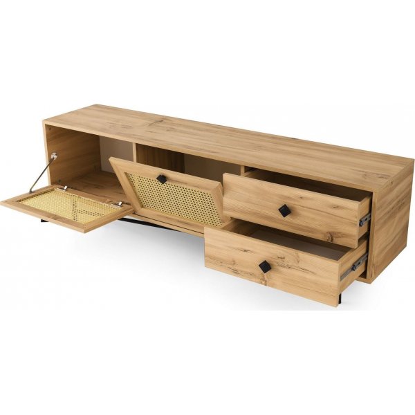 Banc multimédia Happy 180 cm - Chêne/noir Banc multimédia Happy 180 cm - Chêne/noir