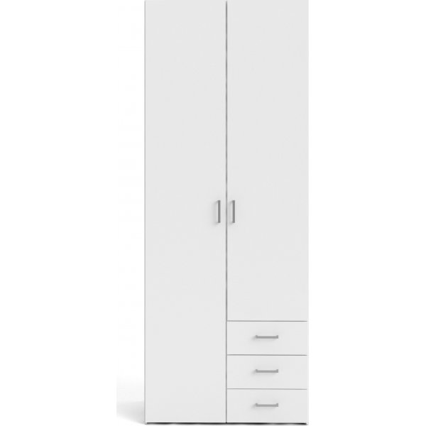 Armoire Space 2 portes et 3 tiroirs - Blanc Armoire Space 2 portes et 3 tiroirs - Blanc