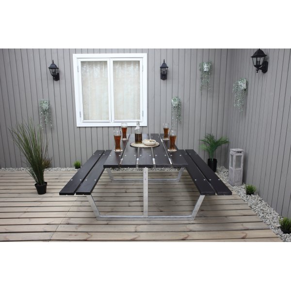 Rustieke bankenset zonder rugleuning - Zwart