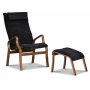 Lammet / Fushion fotpall i frskinn scandinavian dark grey - Brunbetsad ek