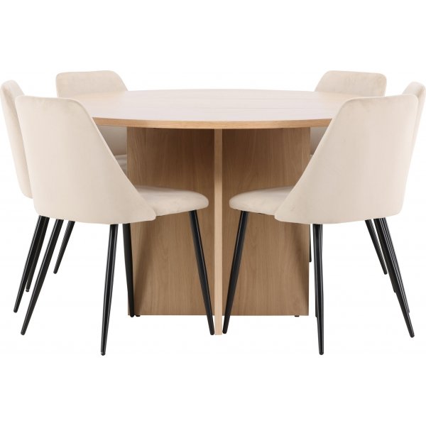 Matbord Strada med 6 st Night stolar - Beige/svart/whitewash Matbord Strada med 6 st Night stolar - Beige/svart/whitewash