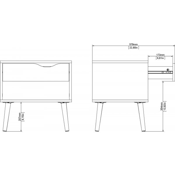 Oslo nachtkastje - Wit/eiken Oslo nachtkastje - Wit/eiken