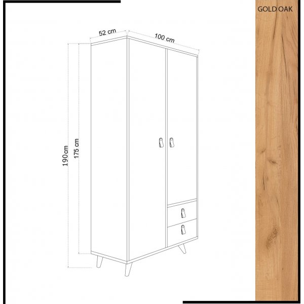 Musso garderob 100x52x190 cm - Ek/vit Musso garderob 100x52x190 cm - Ek/vit