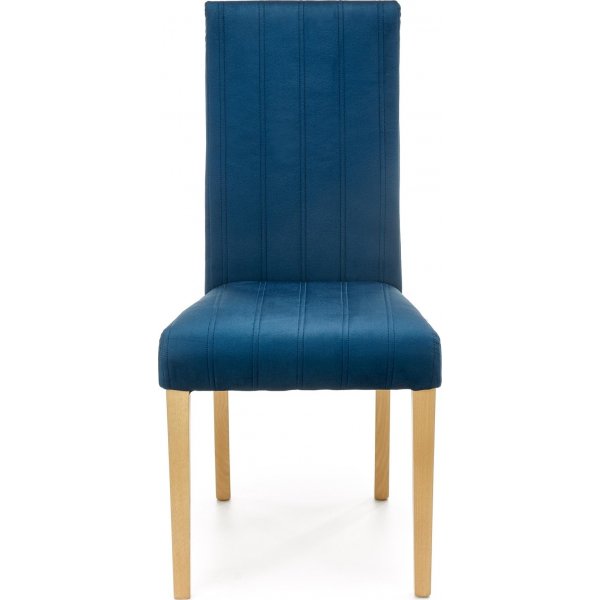 Chaise Heather - Velours bleu et bois