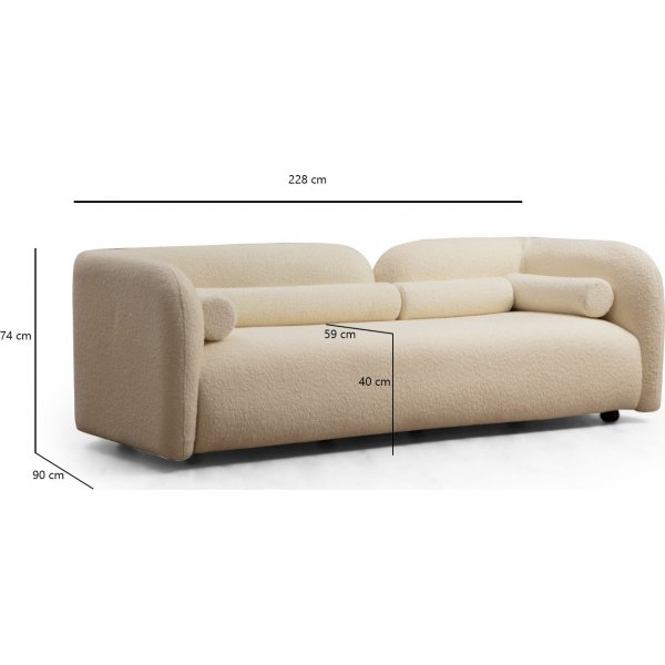 Canapé 3 places Victoria - Blanc crème Canapé 3 places Victoria - Blanc crème