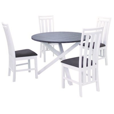Skagen matgrupp - Bord inklusive 4 st stolar - Vit/Brun