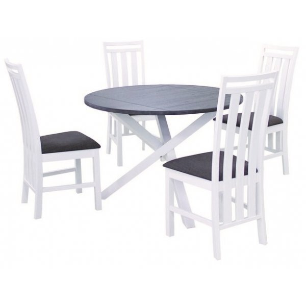 Skagen matgrupp - Bord inklusive 4 st stolar - Vit/Brun