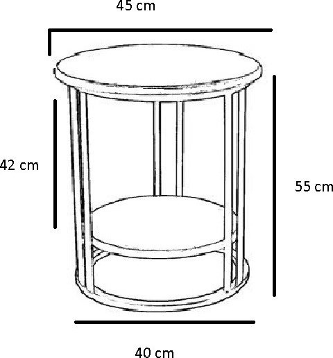 Plodd sidobord �45 cm - Guld/ek