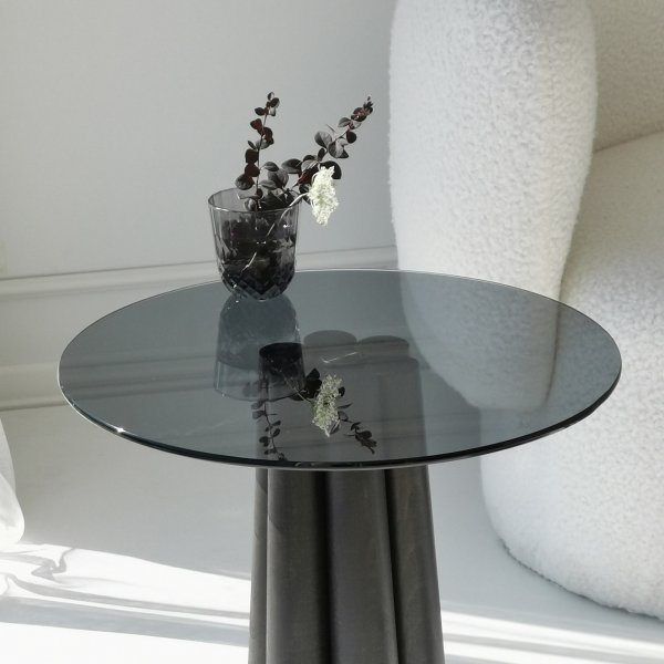 Table basse Thales 50 cm - Gris fonc/noir