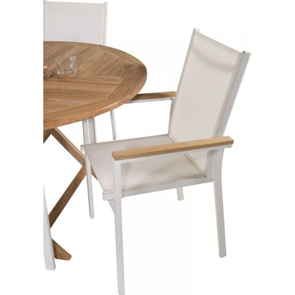 Kenya utematgrupp med 4 st Texas stolar - Teak/Vit