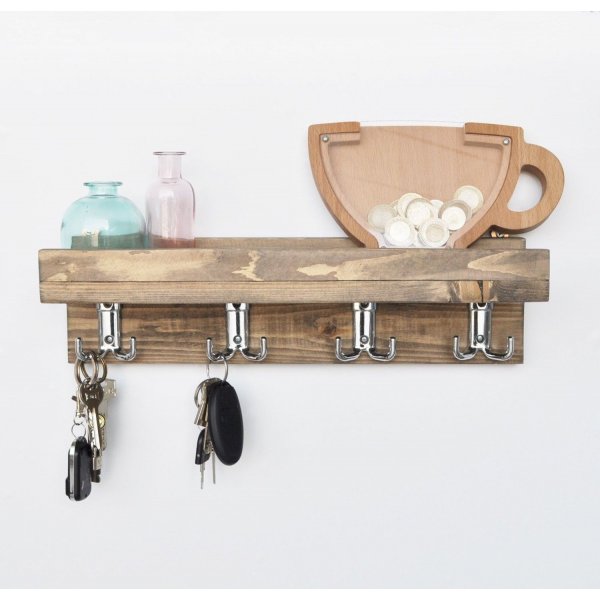 Abstracte wandplank 37 - Walnoot