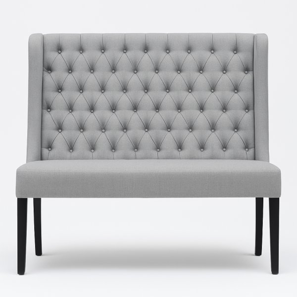 Kksoffa i grtt tyg 120 cm bred