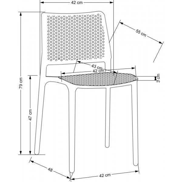 Chaise de salle  manger empilable Cadeira 514 - Bleu clair