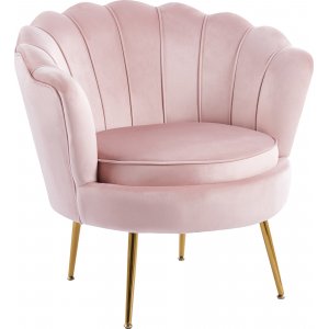 Fauteuil Kingsley en velours - rose / laiton