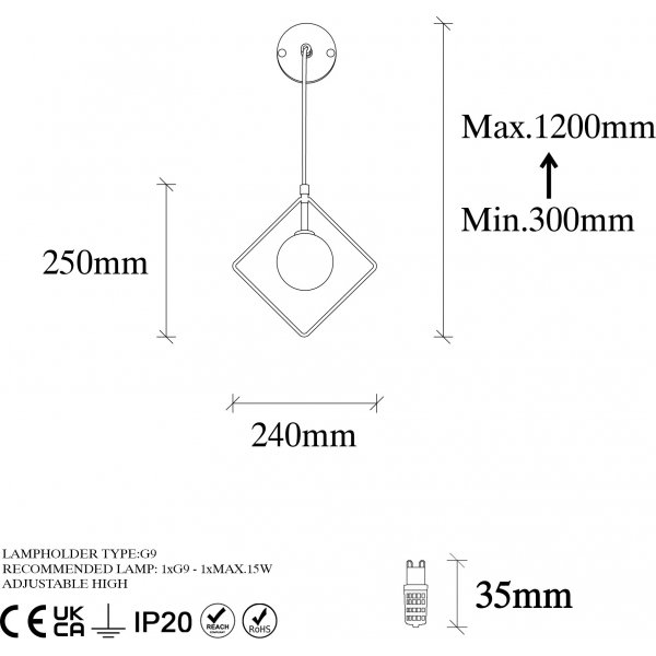 Geometry wandlamp 11120 - Zwart/wit