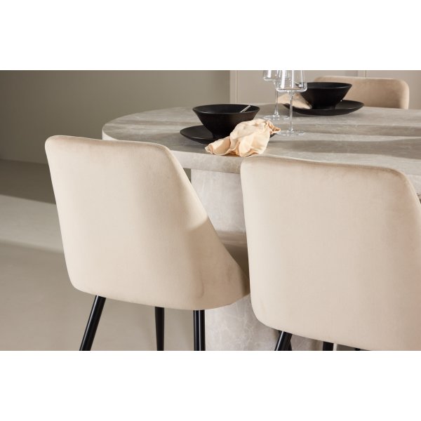 Matbord Narvik med 6 st Night stolar - Beige/svart + 6.00 x Stolsdyna