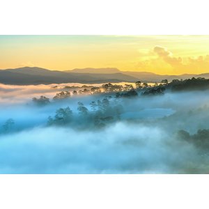 Glastavla Foggy Landscape - 120x80 cm