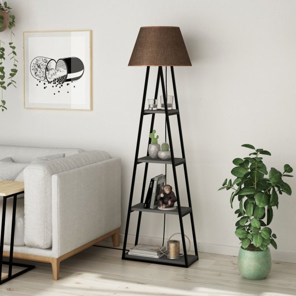 Pal golvlampa - Antracit/brun