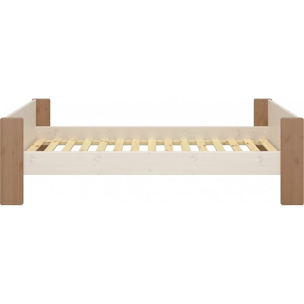 Voor kinderen eenpersoonsbed 90 x 200 cm - Whitewash/grijs/bruin