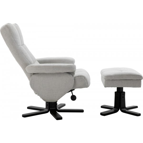 Duva reclinerfåtölj med fotpall - Grå tyg + Fläckborttagare för möbler Duva reclinerfåtölj med fotpall - Grå tyg + Fläckborttagare för möbler