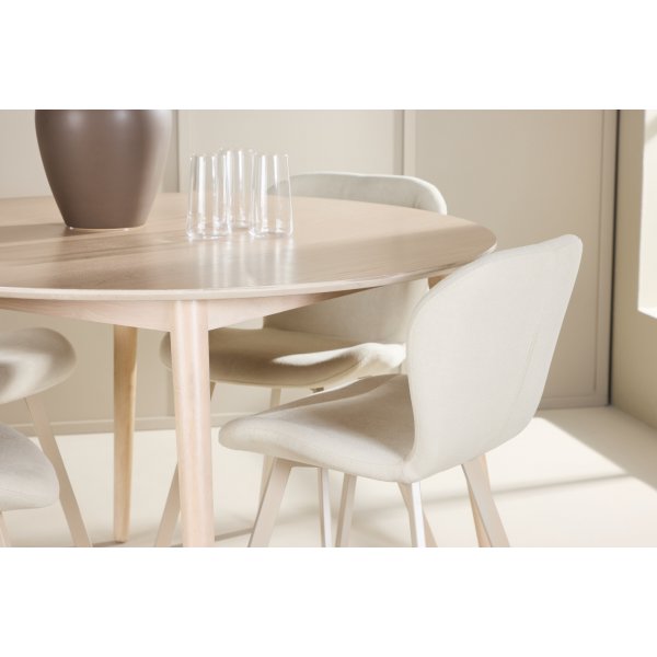 Matbord Flora med 4 st Lilja stolar - Beige/whitewash + 3.00 x Mbeltassar