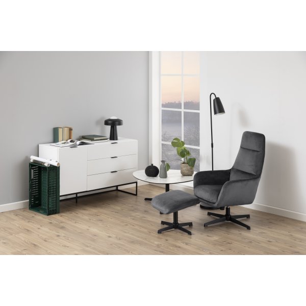 Fauteuil Trafford avec repose-pieds - Gris foncé Fauteuil Trafford avec repose-pieds - Gris foncé
